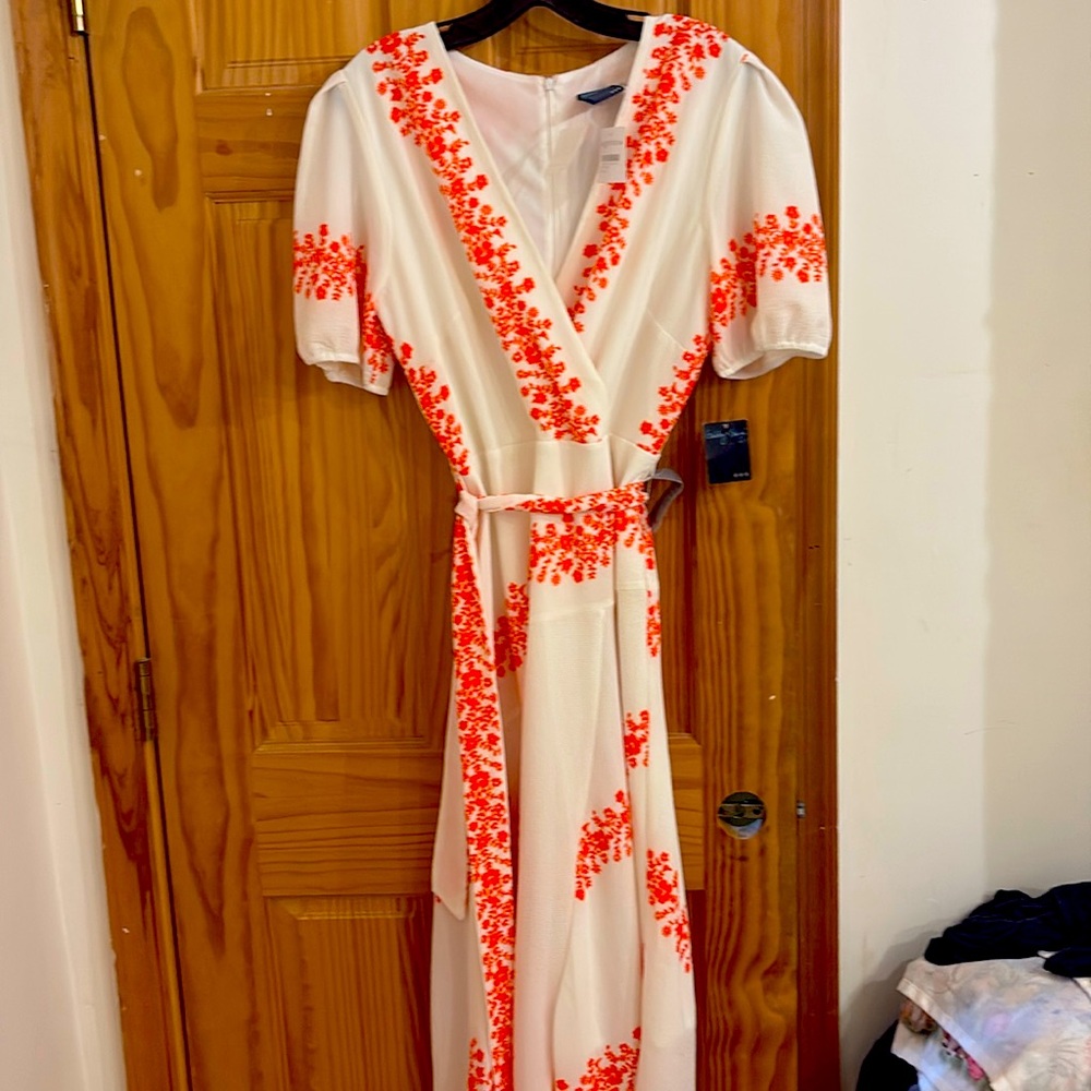 White and Orange Short sleeve maxi dress Size 12. Nordstrom
